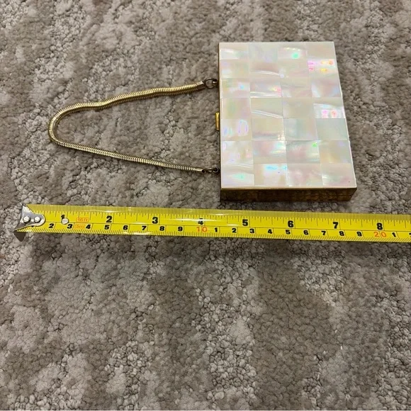 Vintage 1950’s Mother Of Pearl Brass Cosmetic Comb Lipstick Compact Case Purse - Picture 13 of 13
